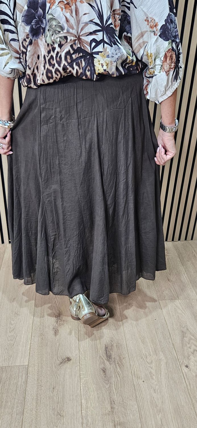 Cotton Maxi Skirt – Chocolate Brown