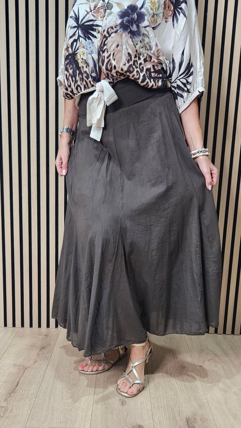 Cotton Maxi Skirt – Chocolate Brown