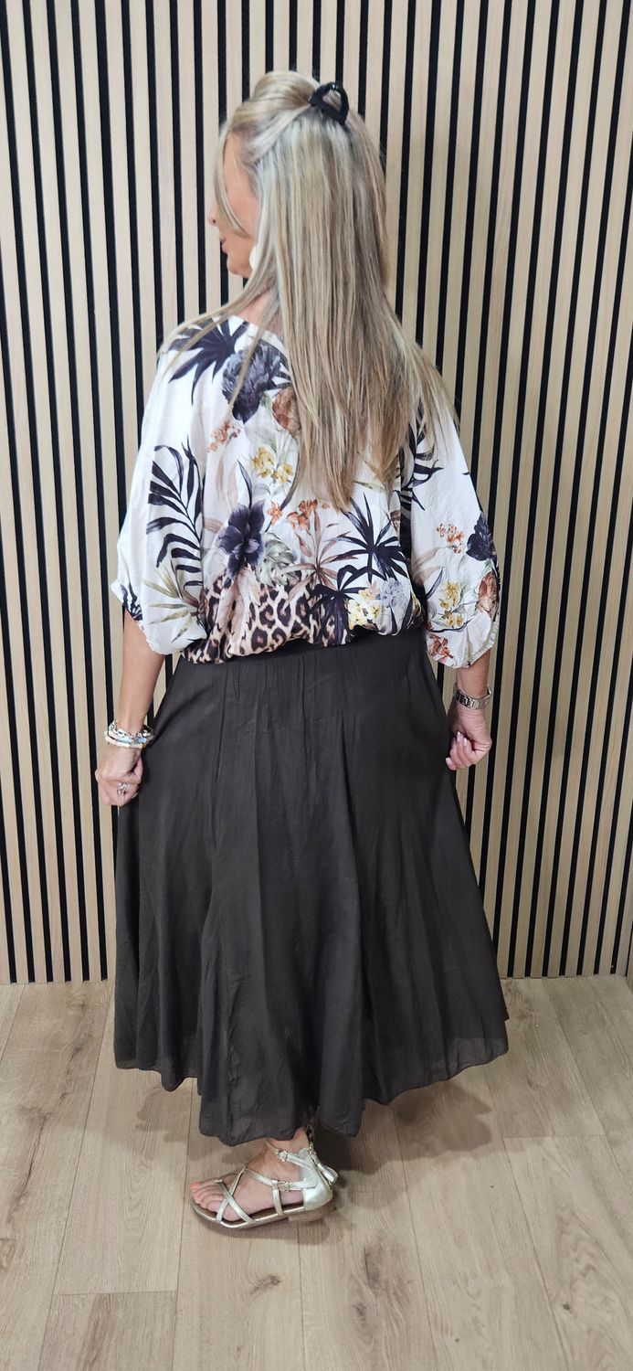 Cotton Maxi Skirt – Chocolate Brown