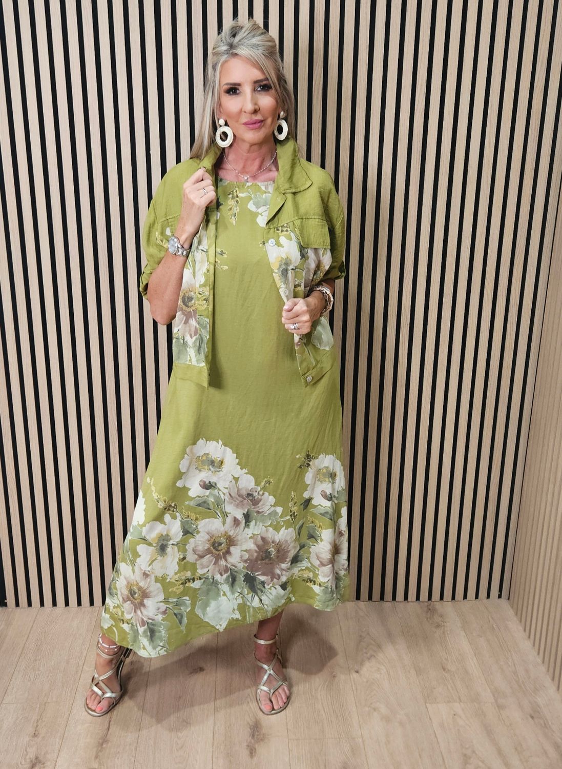 Floral Dress &amp; Lightweight Jacket Two-Piece Set