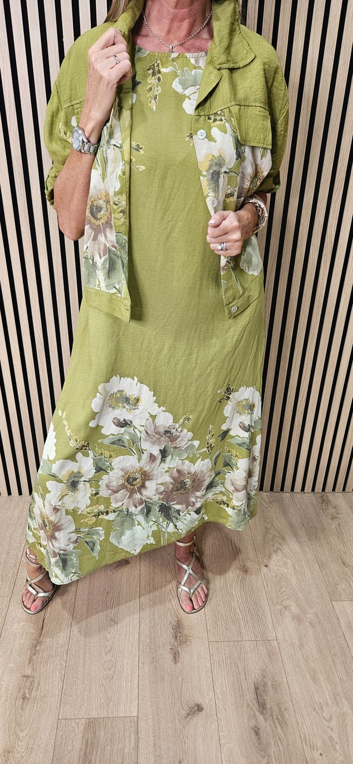 Floral Dress &amp; Lightweight Jacket Two-Piece Set