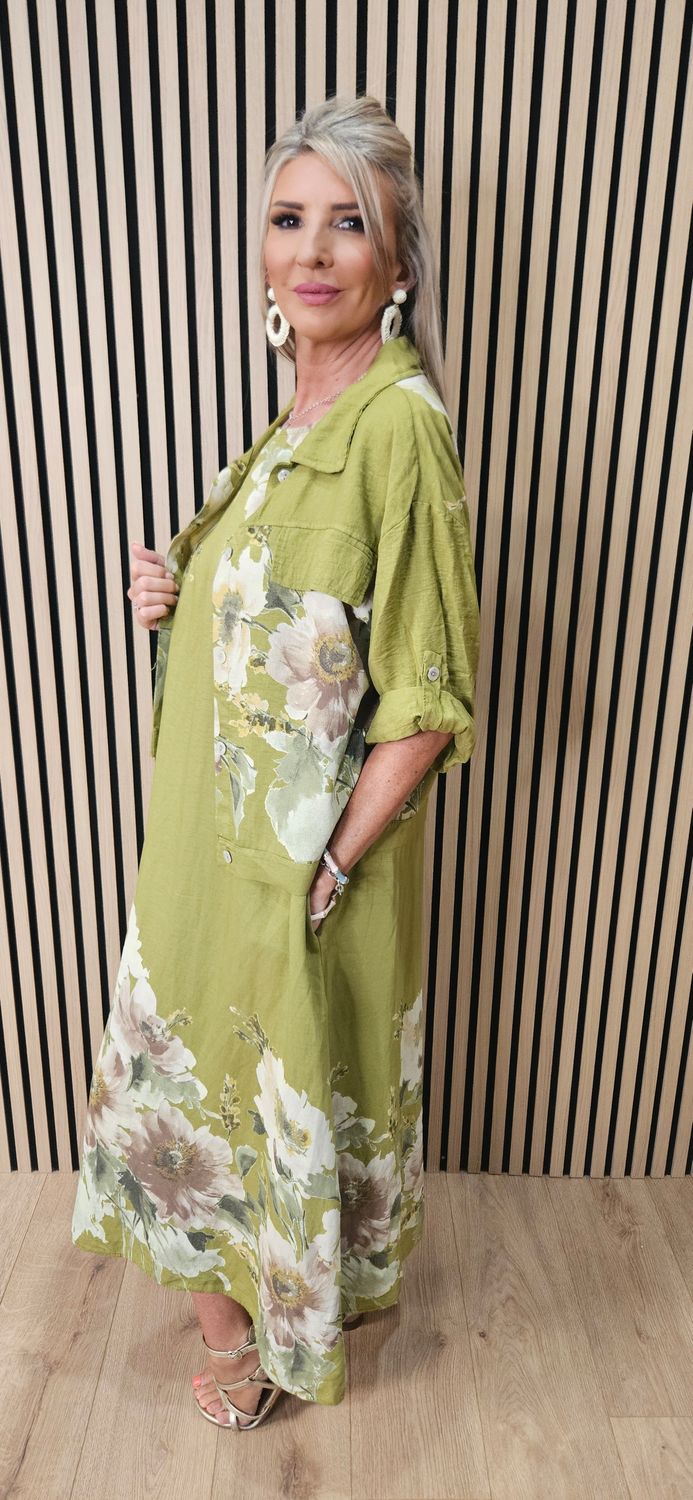 Floral Dress &amp; Lightweight Jacket Two-Piece Set