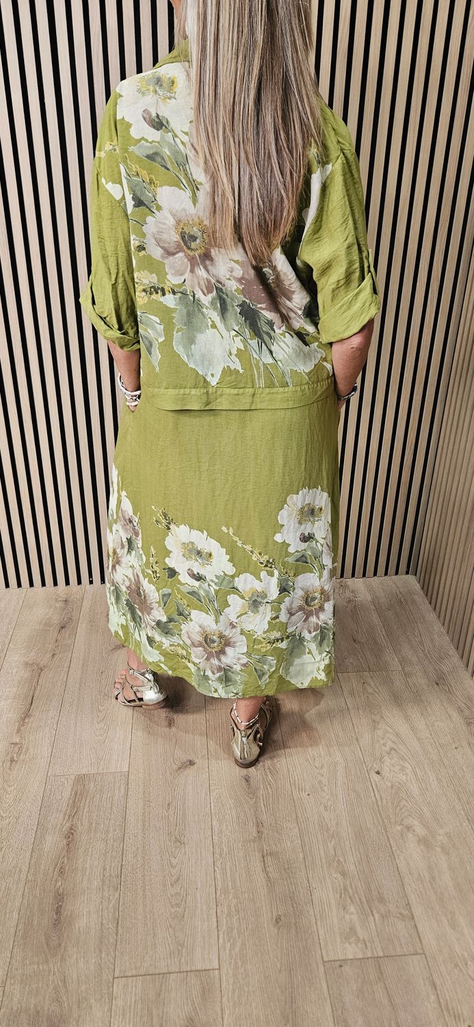 Floral Dress &amp; Lightweight Jacket Two-Piece Set
