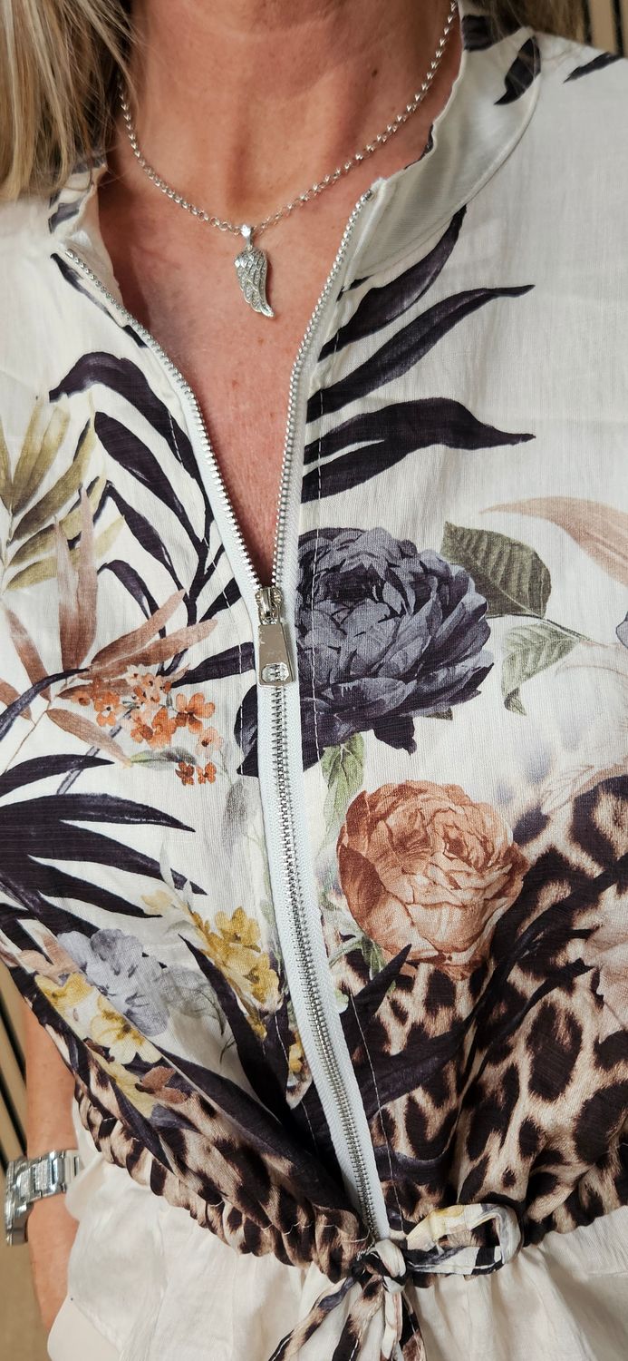 Tropical Print Zip Jacket