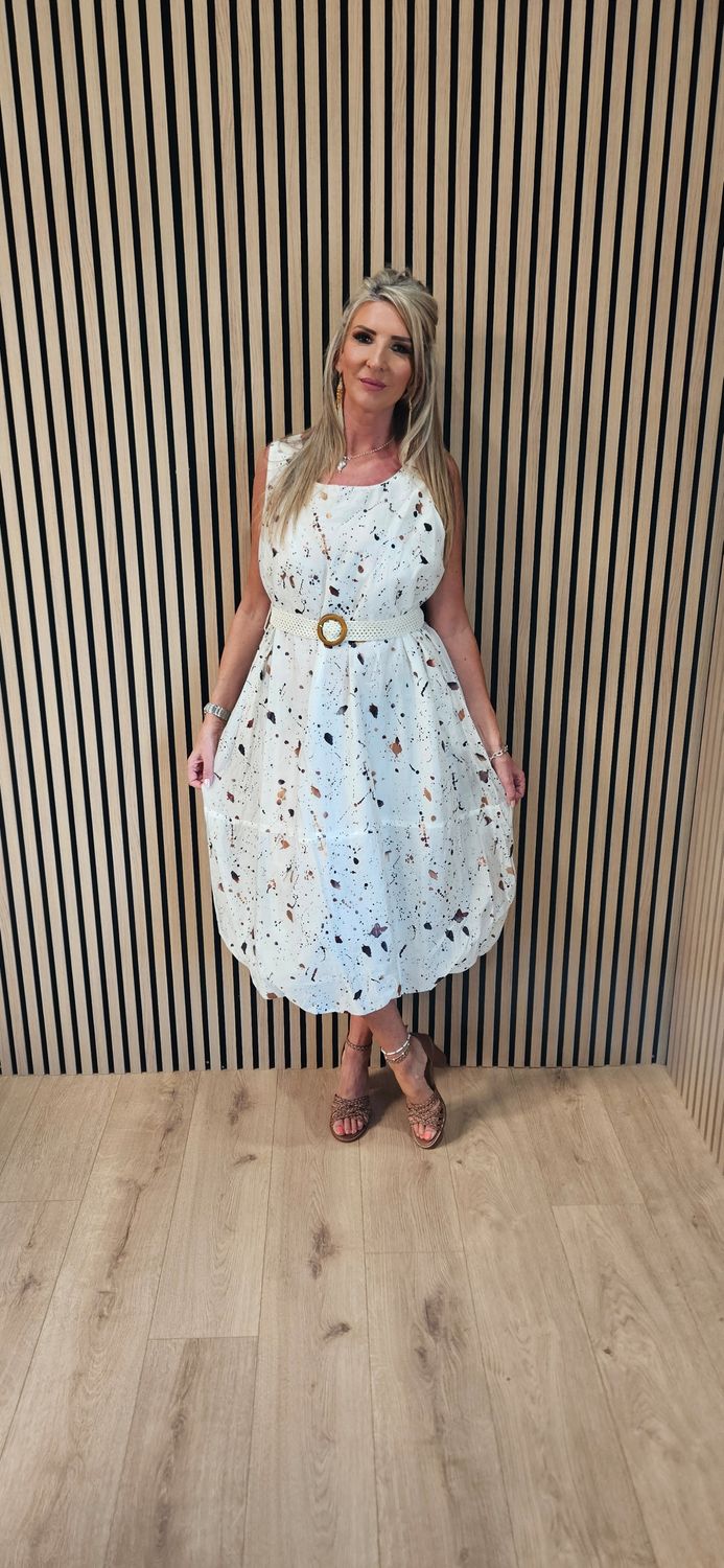Paint Splash Bubble Hem Dress