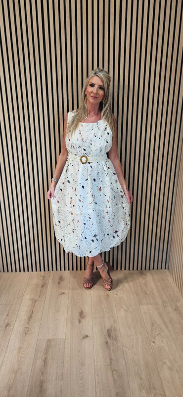 Paint Splash Bubble Hem Dress