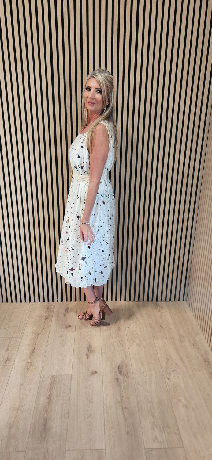 Paint Splash Bubble Hem Dress