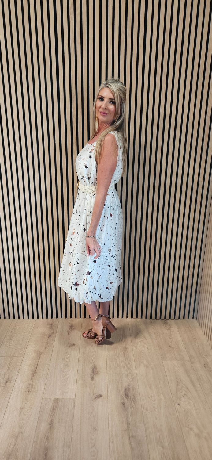Paint Splash Bubble Hem Dress