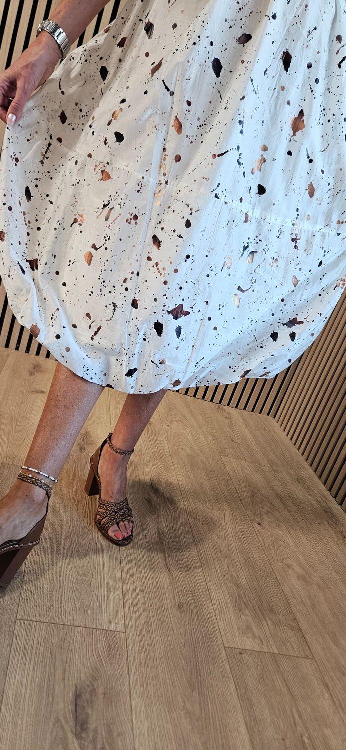 Paint Splash Bubble Hem Dress