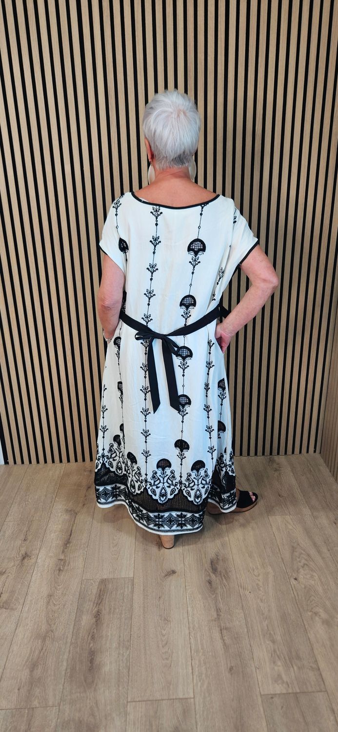 FLY OUT Embroidered Lace Border Maxi Dress