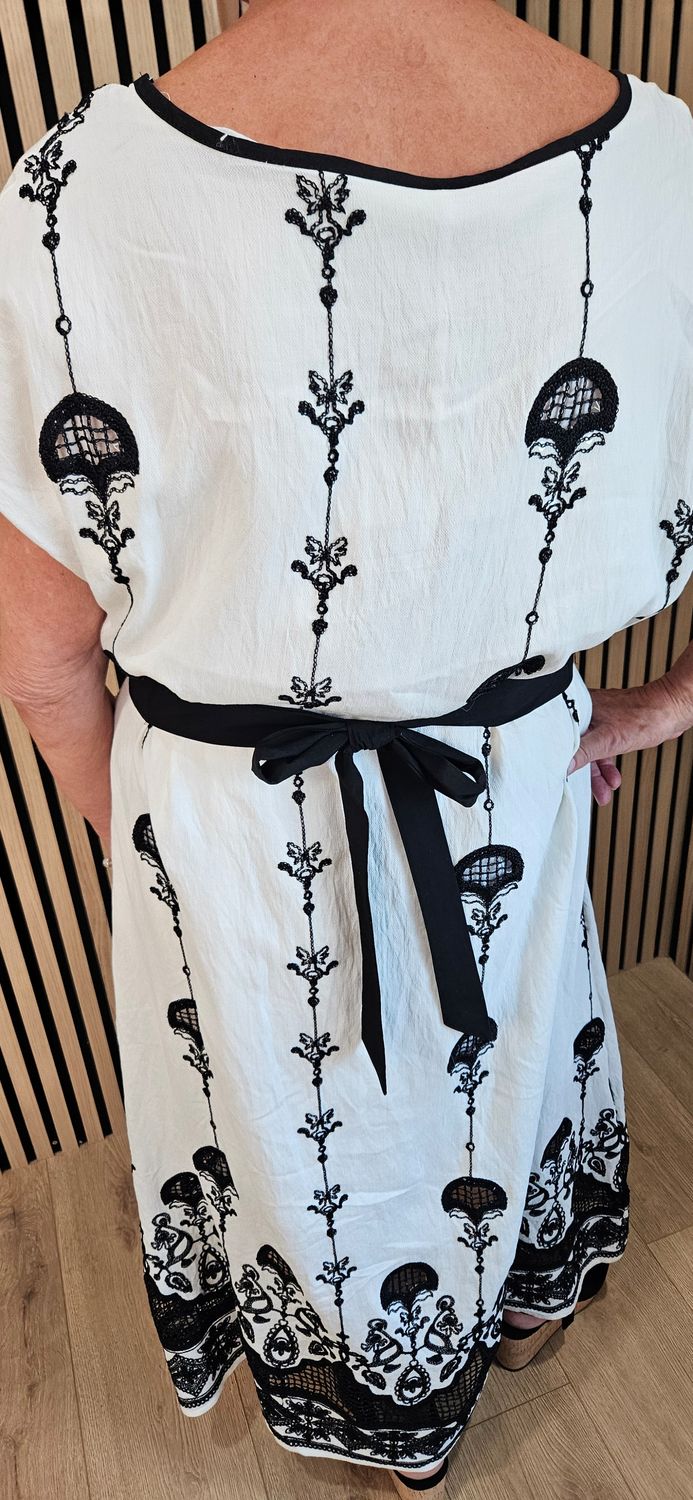 FLY OUT Embroidered Lace Border Maxi Dress