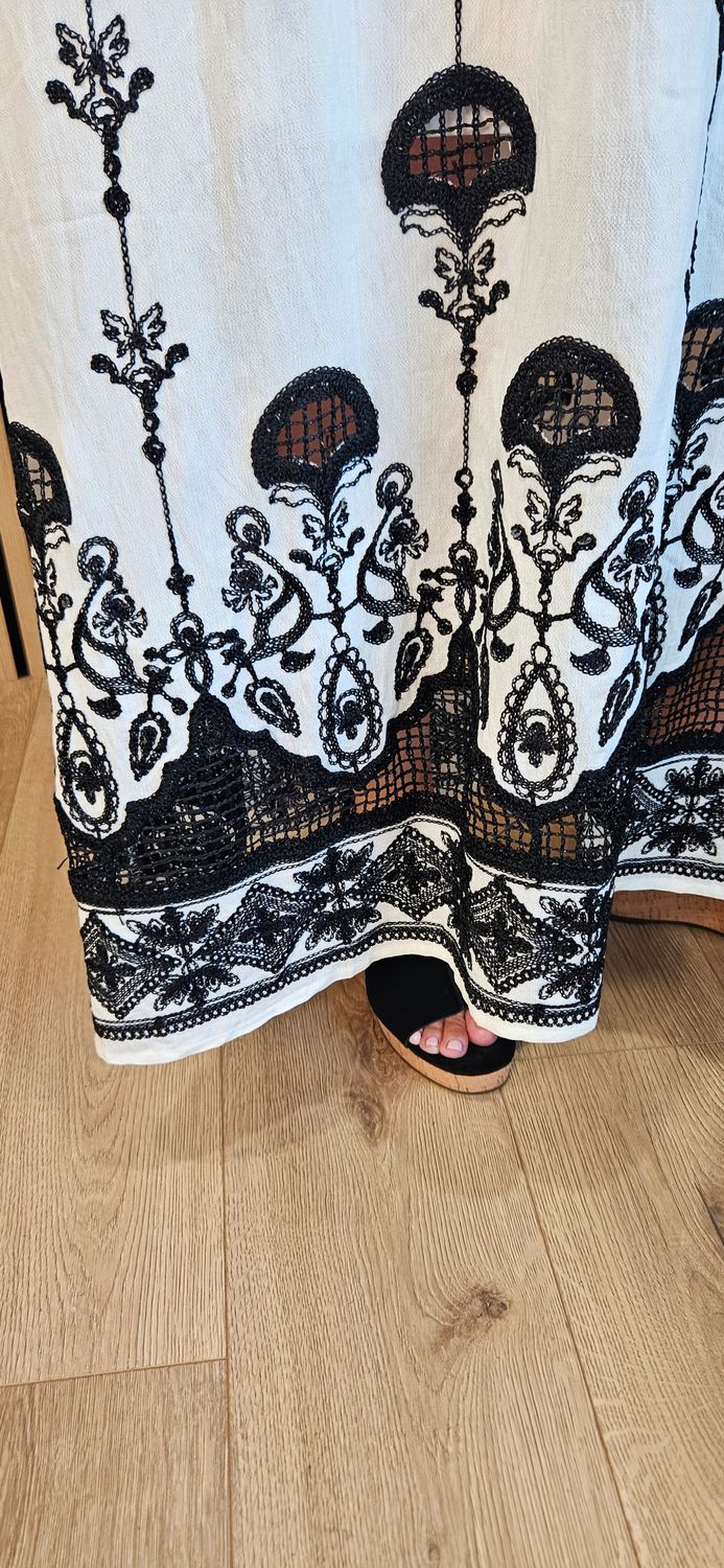 FLY OUT Embroidered Lace Border Maxi Dress