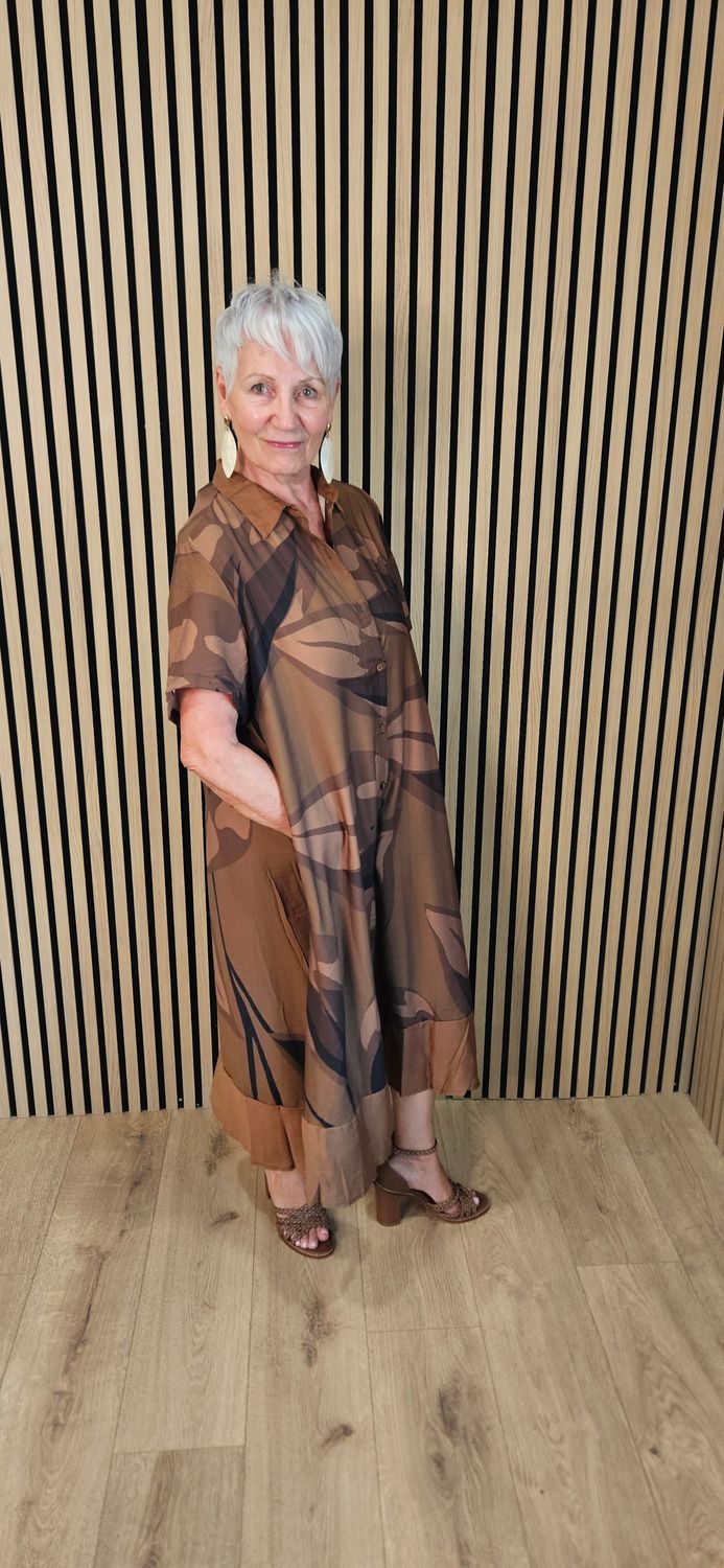 FLY OUT  Abstract Print Shirt Dress