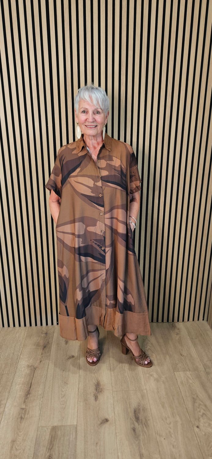 FLY OUT  Abstract Print Shirt Dress