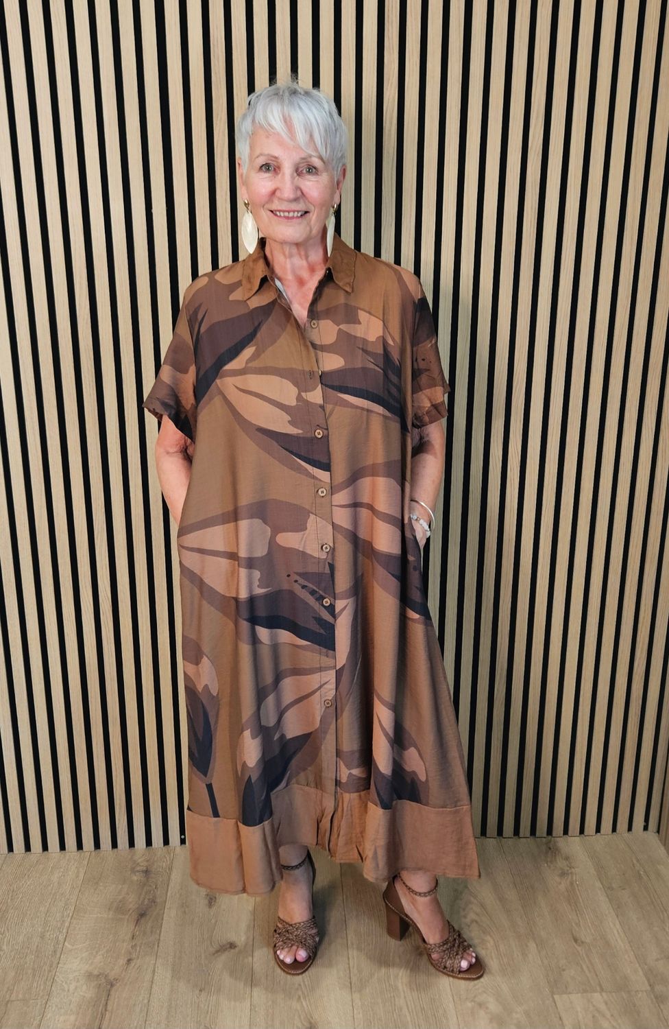 FLY OUT  Abstract Print Shirt Dress