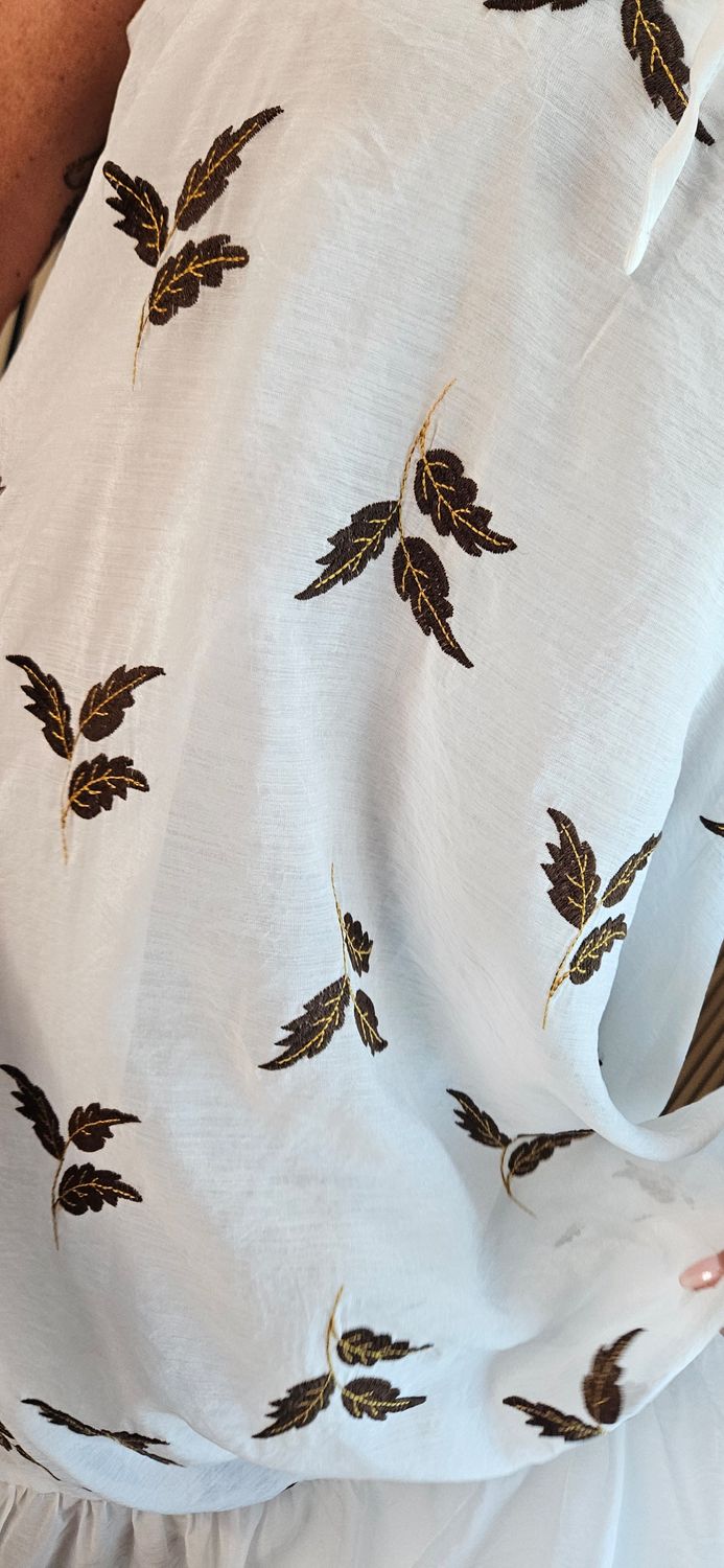 FLY OUT Embroidered Leaf Halterneck Maxi Dress