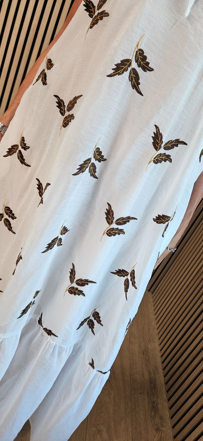 FLY OUT Embroidered Leaf Halterneck Maxi Dress