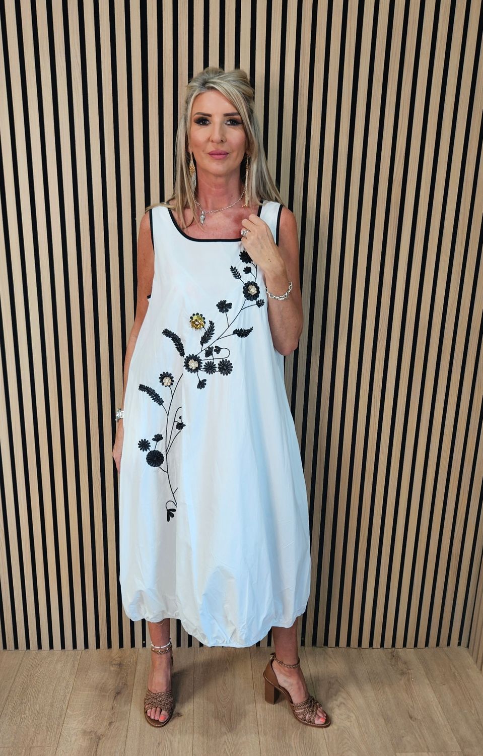 FLY OUT Floral Embellished Bubble Hem Dress