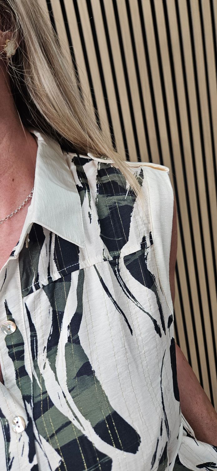 FLY OUT - Abstract Print Button-Through Midi Dress – Khaki