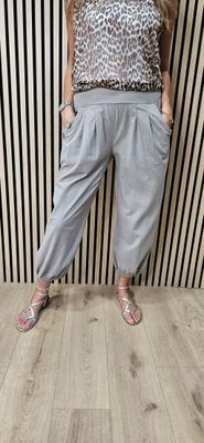 Button Detail Cotton Joggers – Taupe