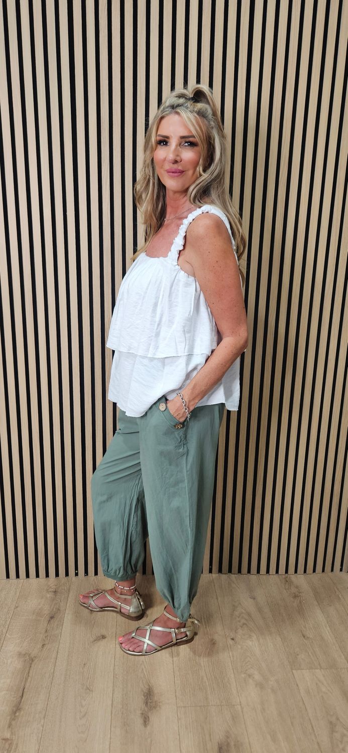 Ruched Strap Layered Top