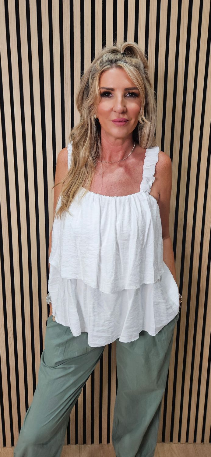 Ruched Strap Layered Top