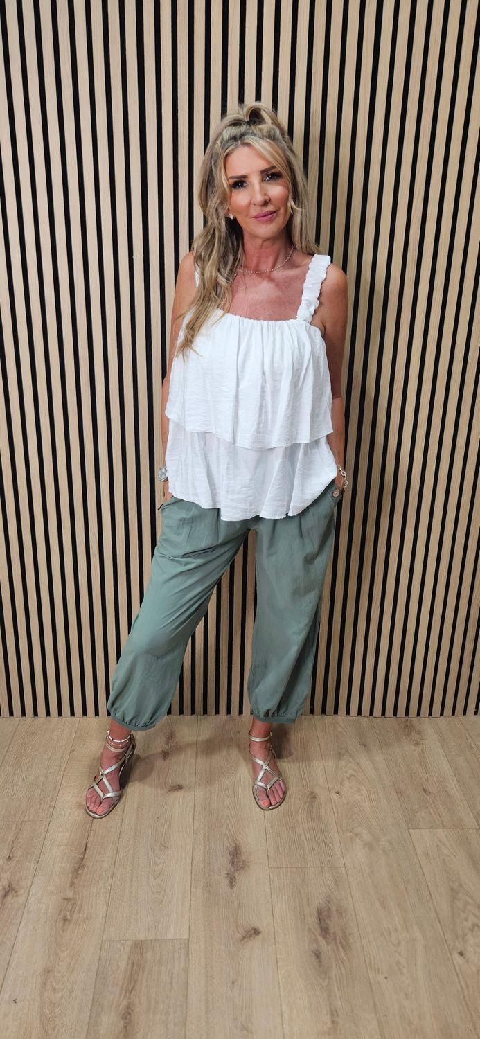 Ruched Strap Layered Top
