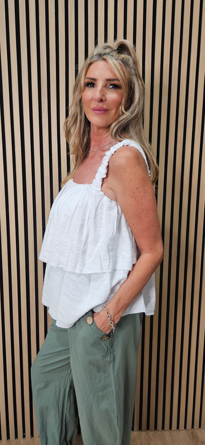 Ruched Strap Layered Top