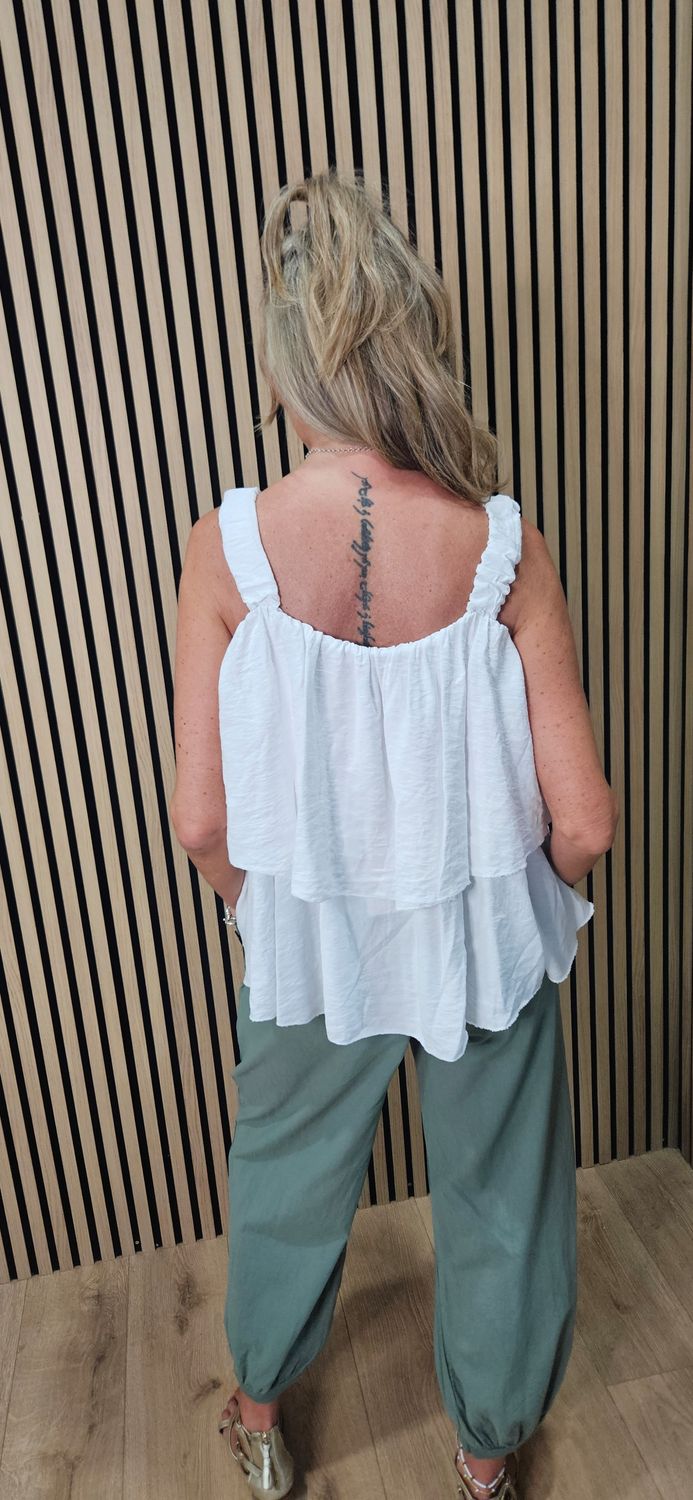 Ruched Strap Layered Top