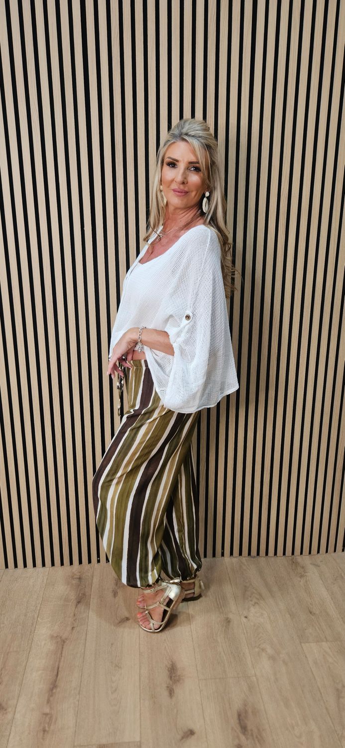Stripe Harem Trousers – Khaki/ brown
