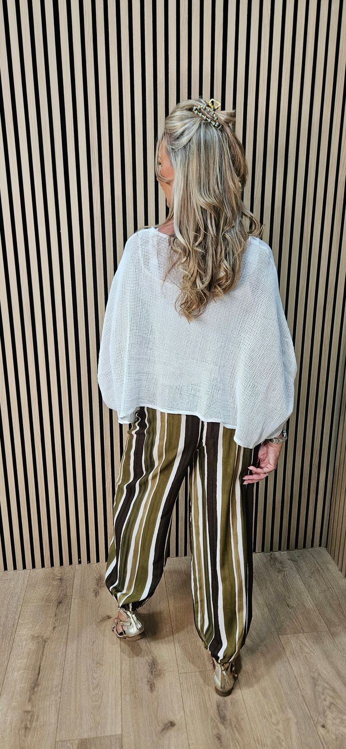 Stripe Harem Trousers – Khaki/ brown
