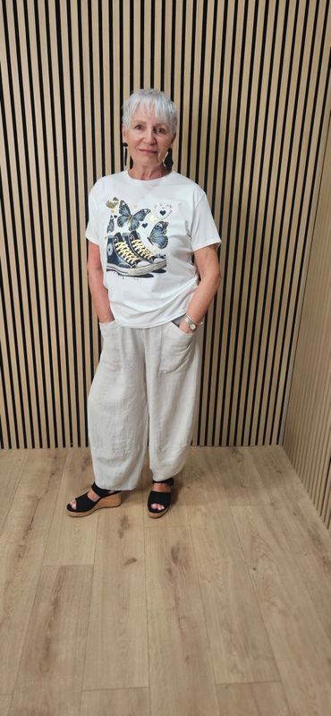 Butterfly &amp; Trainer Graphic Cotton T-Shirt