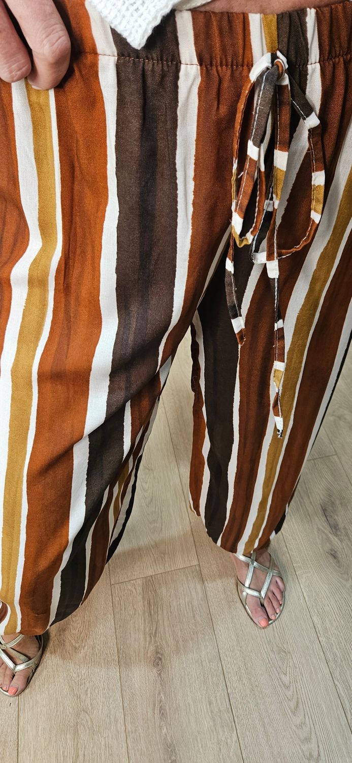 Stripe Harem Trousers – Rust/Brown/Mustard