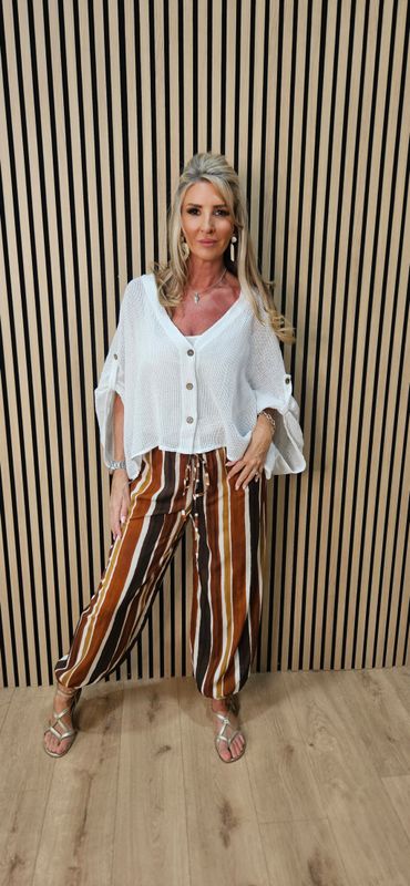 Stripe Harem Trousers – Rust/Brown/Mustard
