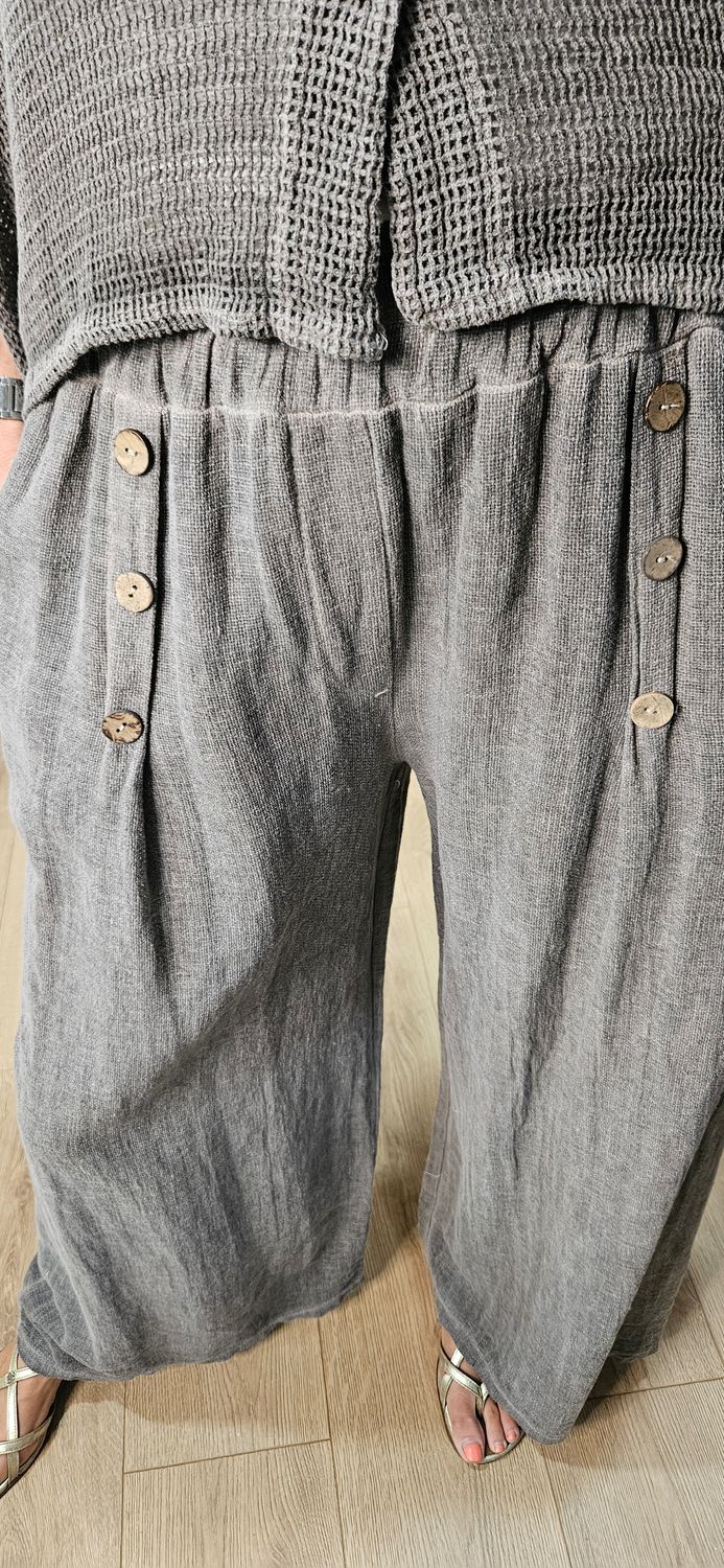 Linen Blend Wide Leg Trousers – Mocha