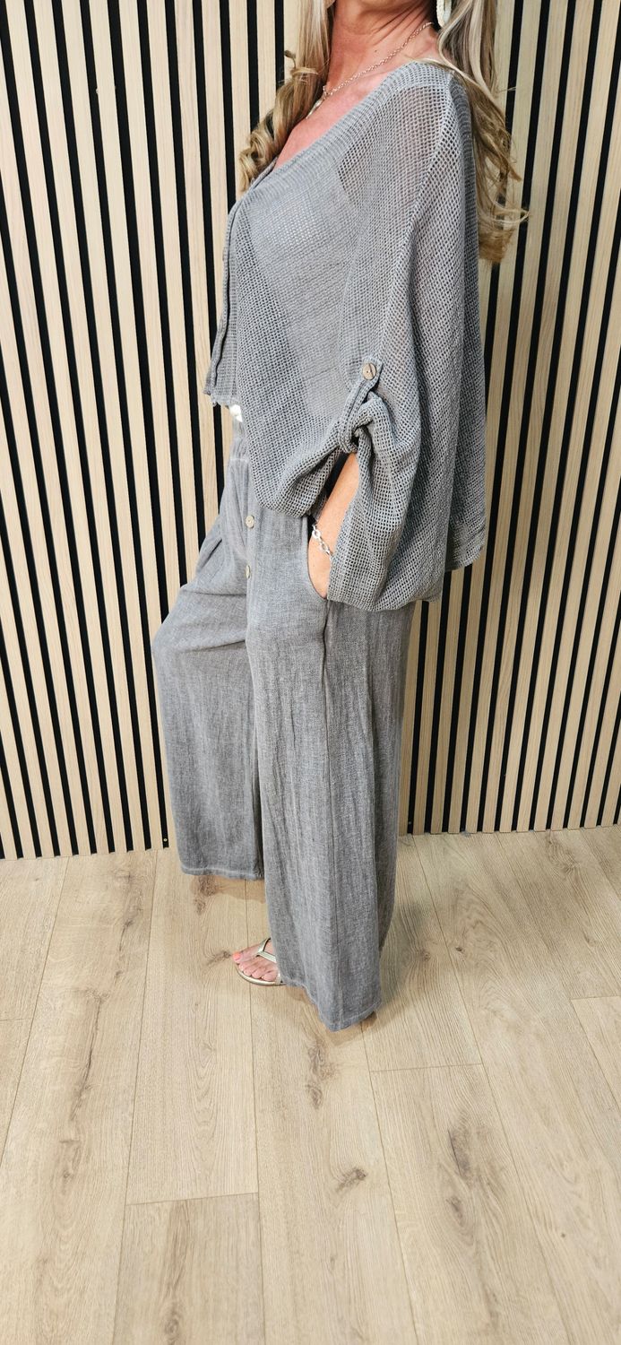 Linen Blend Wide Leg Trousers – Mocha