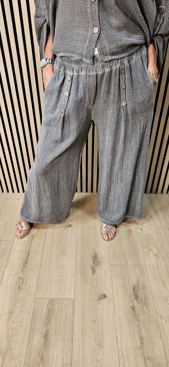 Linen Blend Wide Leg Trousers – Mocha