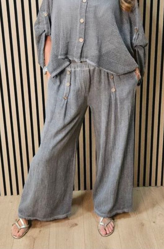 Linen Blend Wide Leg Trousers – Mocha