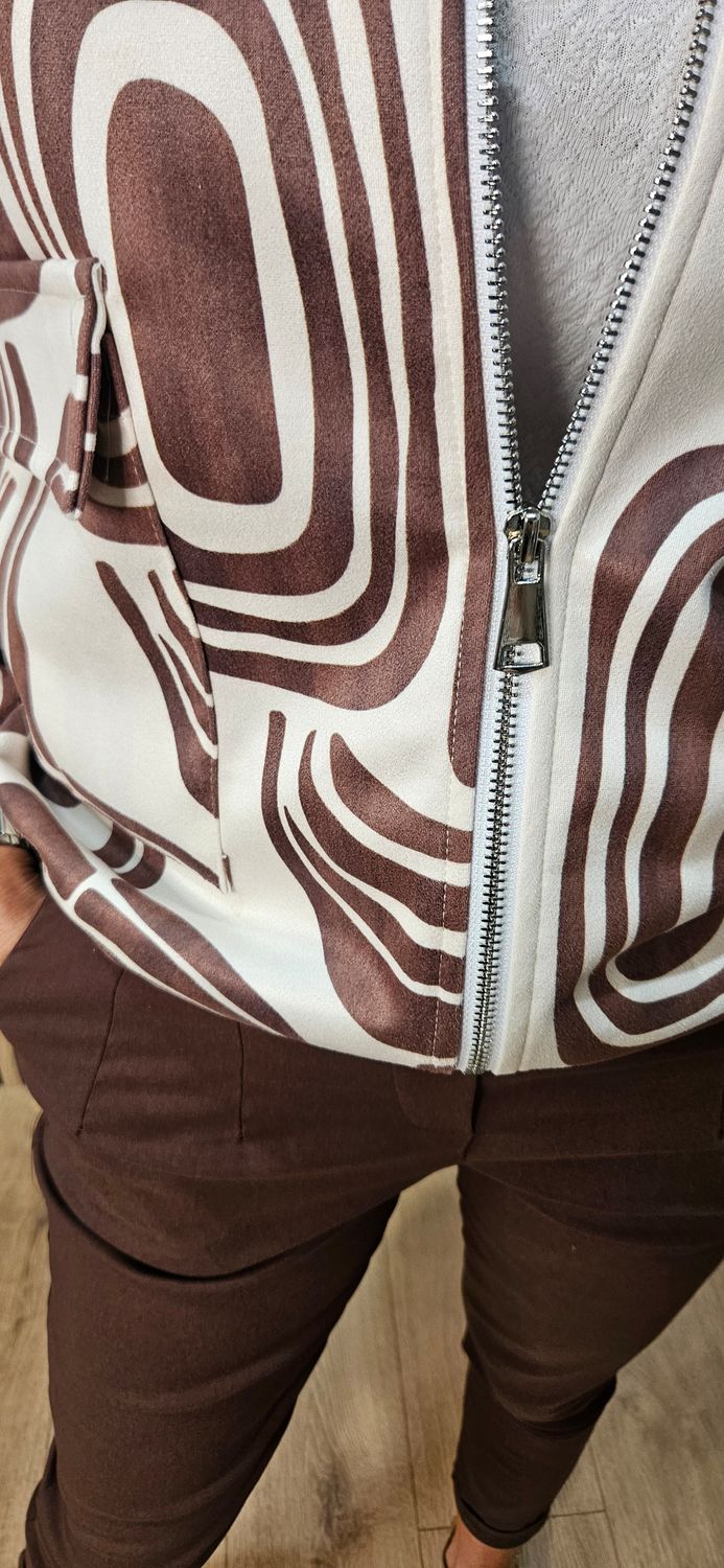 Abstract Print Zip Jacket