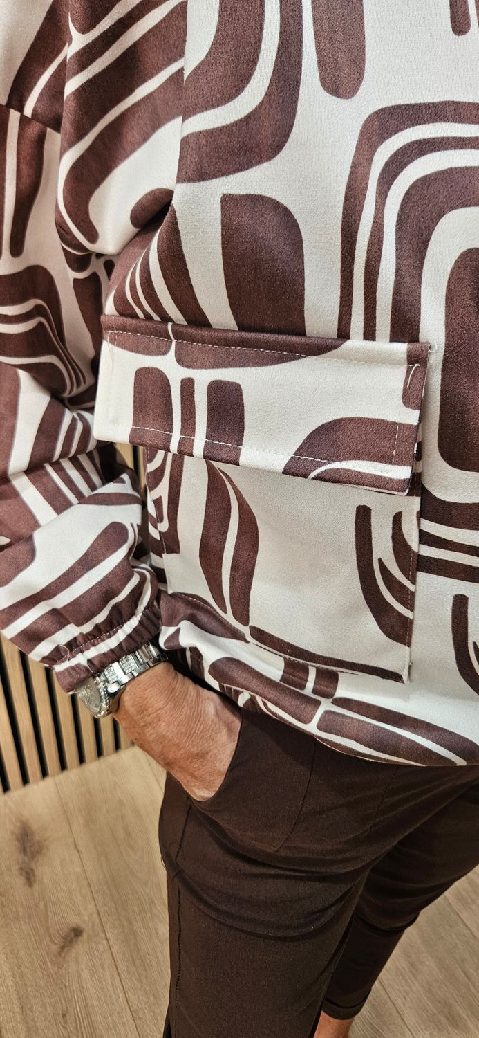 Abstract Print Zip Jacket