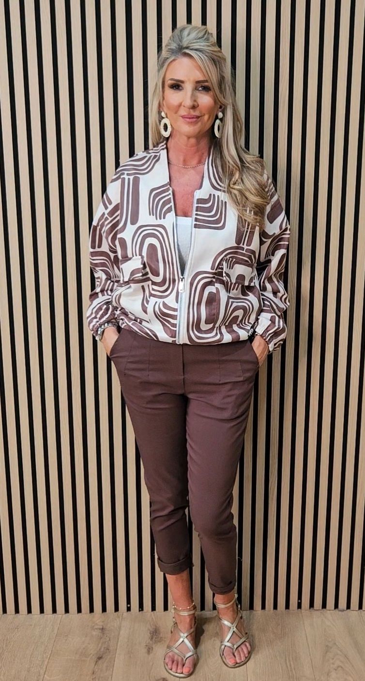 Abstract Print Zip Jacket