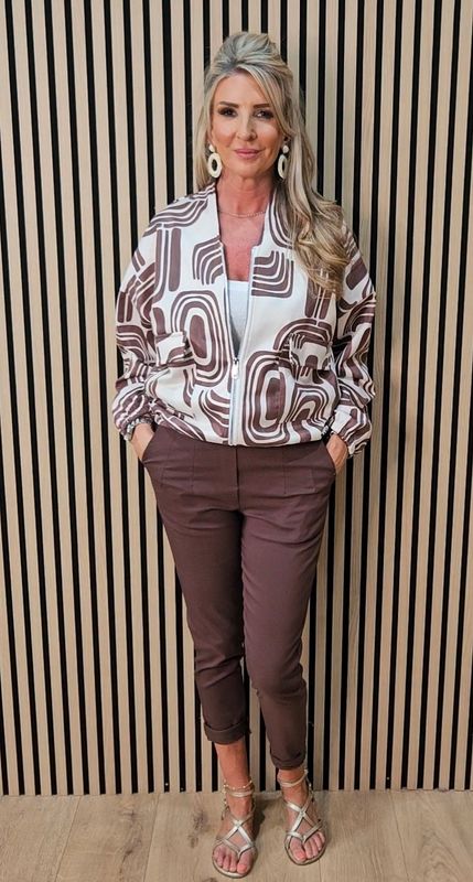 Abstract Print Zip Jacket