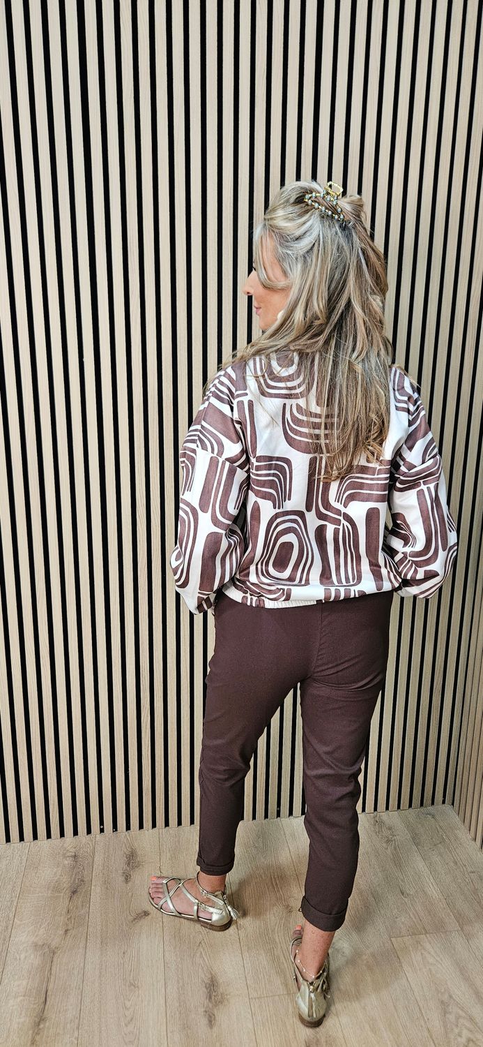 Abstract Print Zip Jacket