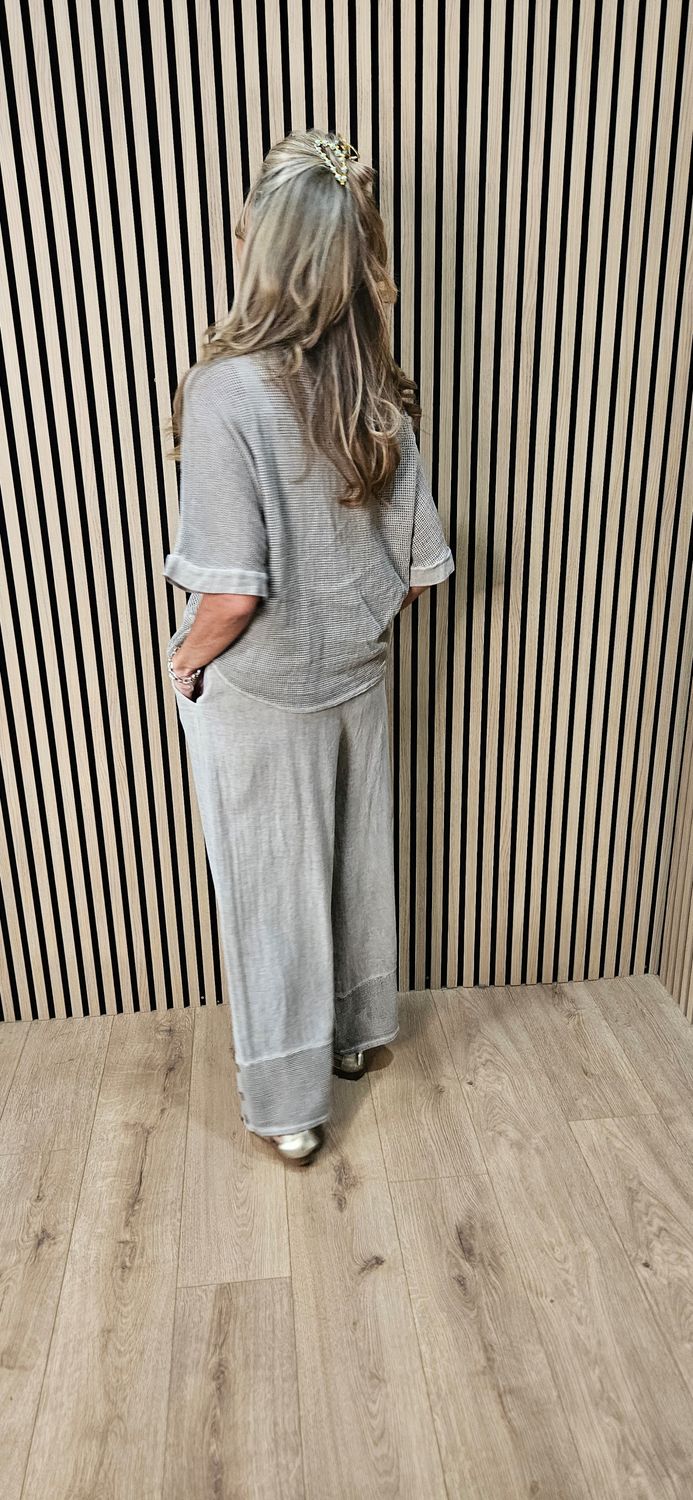 Linen Blend Wide Leg Trousers – Taupe