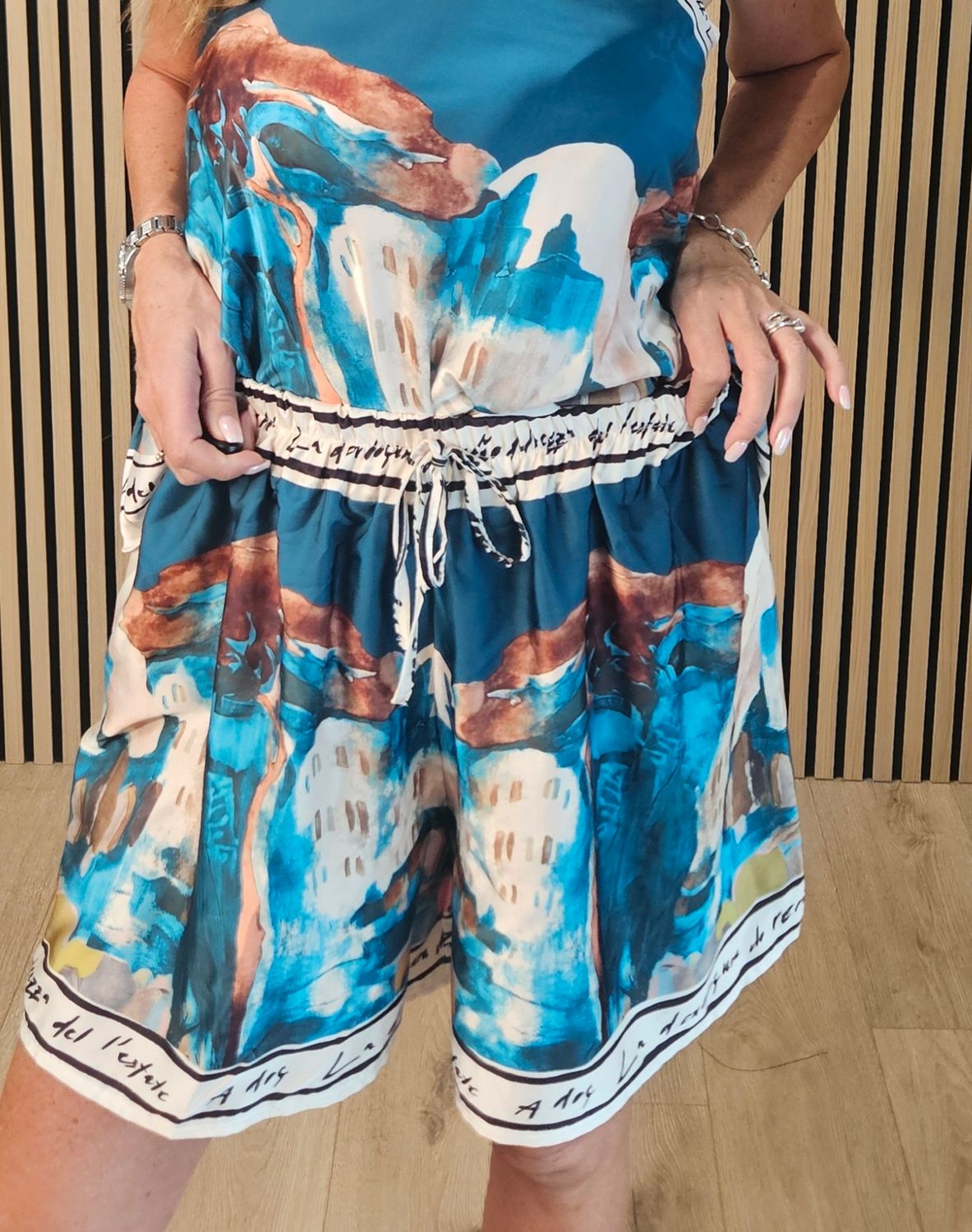 Côte d'Azur Print Camisole &amp; Shorts Co-Ord Set  - Turquoise