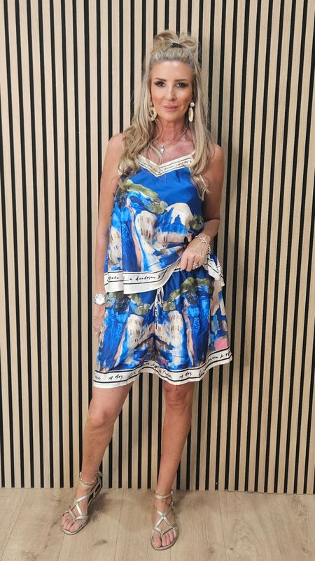 Côte d'Azur Print Camisole &amp; Shorts Co-Ord Set - Royal Blue