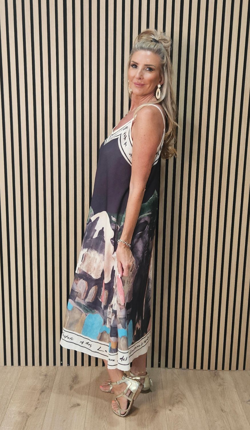 Côte d'Azur Print Maxi Dress – Black