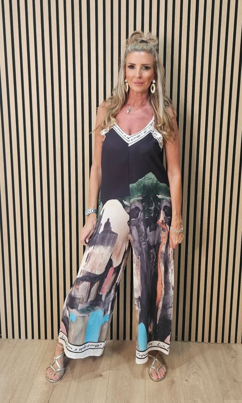 Côte d'Azur Abstract Print Jumpsuit - Black Côte d'Azur Abstract Print Jumpsuit - Black