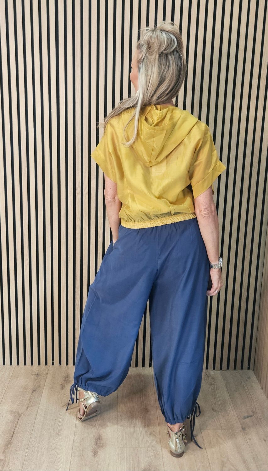 Short Sleeve Hooded Zip Jacket – Mustard