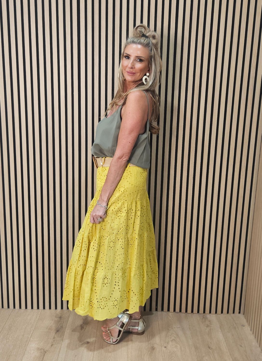 Broderie Anglaise Cotton Maxi - Mustard